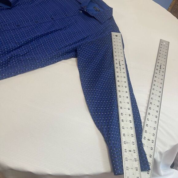 Bugatchi Classic Fit Blue Long Sleeve Button Up Shirt Size XL - Picture 3 of 7